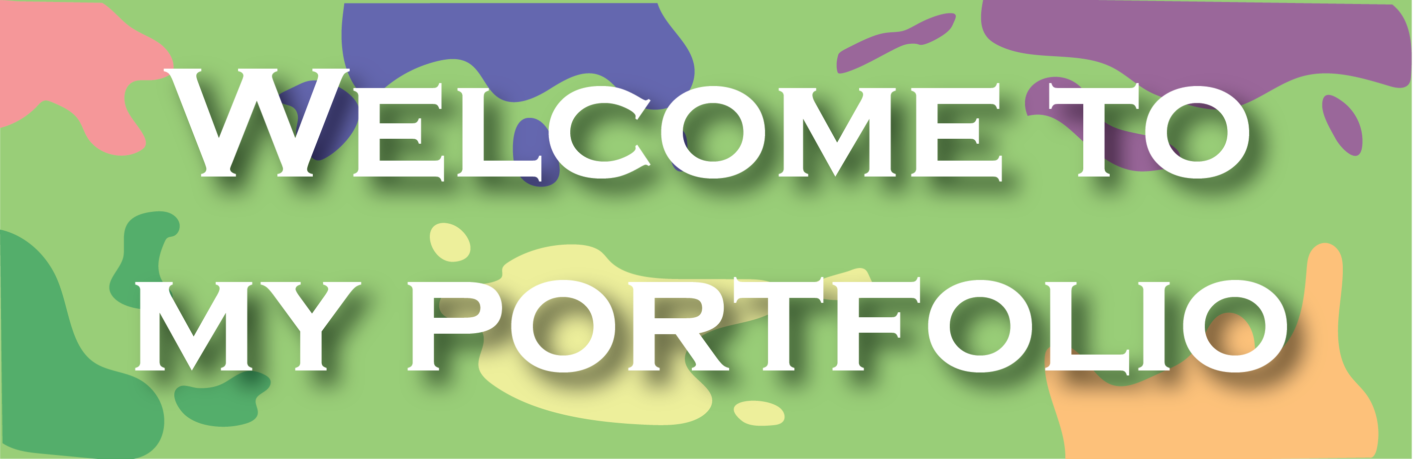 a green background with diffrent color paint splatters that says welcome to my portfolio